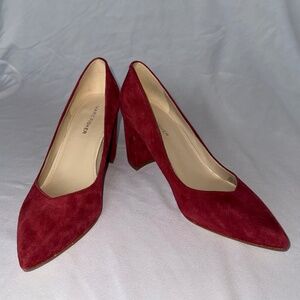 Marc Fisher Red Suede Pointed Toe Block Heel Pump — Size 7.5
